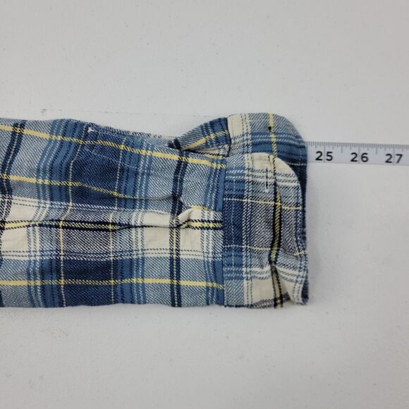 J.Crew mens flannel long sleeve button down shirt plaid blue M 1933 - Picture 8 of 10
